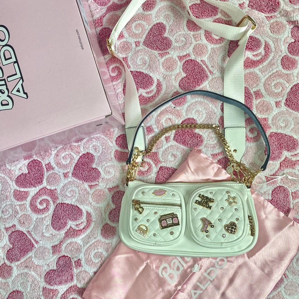 Aldo White Quilted Crossbody Bag
